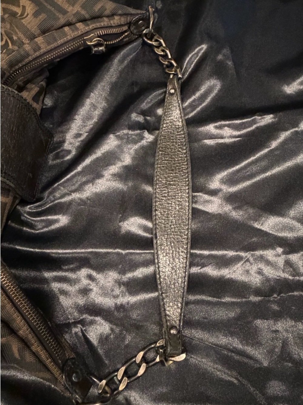 Vintage Fendi Brown FF Zucca Canvas Shoulder Bag with Leather Trim - Picture 3 of 8